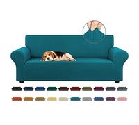 KEKUOU Copridivano elasticizzato per divano a 3 cuscini (200,7-238,8 cm), protezione per mobili per divano a 3 posti con fondo elastico, per bambini, cani, motivo jacquard a quadretti piccoli