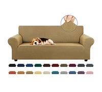 KEKUOU Copridivano elasticizzato, per divano a 3 cuscini, adatto agli animali domestici (200,7-238,8 cm), protezione per mobili con fondo elastico, per bambini, cani, motivo jacquard a quadretti