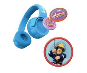 Kekz Starter set Premium Blu: cuffia per biscotti con pompiere Sam, Cookie Crew gioco d'ascolto & Wunderkekz (cuffie per bambini, cuffie da viaggio per viaggiare e casa)