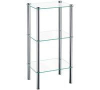 Kela 18100 Scaffale, 3 Ripiani, Metallo/Vetro di Sicurezza, 40x 30x 76 cm, Lars, Cromato, Metal, Transparent, One Size