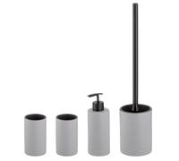 kela 390233 - Set da bagno, 4 pezzi, 1 dispenser per sapone + 2 bicchieri + 1 set per WC, ceramica e plastica, colore: Grigio, Matsi