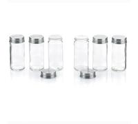 kela Barattoli per speziecon spargitore, 6 pezzi, spargitore per spezie fini e grossolane, coperchio in acciaio inossidabile, barattolo per spezie rotondo, set di barattoli per spezie, FIDELIS