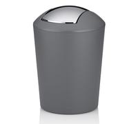 kela bidone per cosmetici grigio 1,7l, mini bidone per rifiuti da bagno con coperchio basculante, plastica, MARTA, piccolo bidone per rifiuti da tavolo grigio opaco
