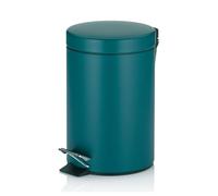 kela bidone per cosmetici turchese 3l, bidone a pedale in metallo per il bagno, bidone per i rifiuti del bagno con contenitore interno e maniglia di trasporto, MONACO, petrolio opaco