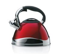 Kela 11658, Bollitore a fischio, Adatto Anche a Piani a induzione, 3 l, Acciaio Inox, Varus, Rosso, Inossidabile, H 21,5cm / ∅ 22cm / 3l
