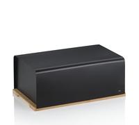 kela Portapane nero 38 x 23 x 16 cm, supporto in bambù FSC come tagliere, contenitore per il pane in metallo opaco, KIRIL, contenitore per il pane