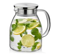 kela Caraffa in vetro con coperchio 1,2 L LUNA, brocca in vetro resistente al calore, 2 beccucci, caraffa con coperchio per bevande calde e fredde