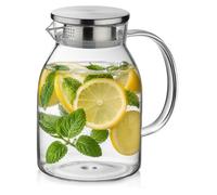 kela Caraffa in vetro con coperchio 1,75 L LUNA, brocca in vetro resistente al calore, 2 beccucci, caraffa con coperchio per bevande calde e fredde