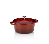 kela 11941, Casseruola con Coperchio, Ghisa Smaltata, Elevata conservazione del Calore, Adatta a Piani a induzione, Rotonda, Calido, Rosso (4 L), 24 cm