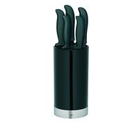 kela Ceppo portacoltelli Acida 6 pezzi in plastica PP/acciaio in nero, 34,5 x 11 x 11 cm