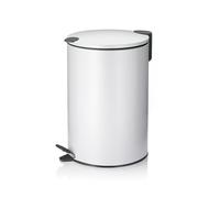 kela Cestino a pedale 12 l bianco opaco, cestino a pedale con coperchio Silent Close, sistema di chiusura automatica MATS, cestino in metallo per cucina e bagno con sacchetto interno
