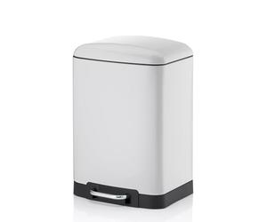 kela Cestino a pedale 12 l, cestino a pedale con coperchio Silent Close, chiusura automatica DAVINO, cestino in metallo per cucina e bagno con sacchetto interno, bianco lucido
