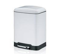 kela Cestino a pedale 6 l, cestino per cosmetici con coperchio Silent Close, chiusura automatica DAVINO, cestino da bagno in metallo con sacchetto interno, bianco lucido