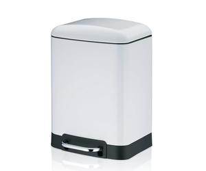 kela Cestino a pedale 6 l, cestino per cosmetici con coperchio Silent Close, chiusura automatica DAVINO, cestino da bagno in metallo con sacchetto interno, bianco lucido