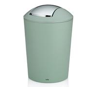 Kela bidone con coperchio basculante verde, bidone per cosmetici 5l con coperchio basculante, plastica, MARTA, bidone per rifiuti da bagno verde giada opaco