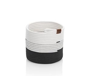kela Cestino portaoggetti Ø 23 x 20 cm HEDDA, cestino in cotone intrecciato, cestino in corda per giocattoli, vaso per piante, bianco-nero