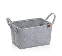 kela Cestino portaoggetti 35 x 25 x 20 cm FAY, cestino della spesa con manici, 8 tasche interne, cestino in feltro per giocattoli, giornali, cosmetici, grigio chiaro