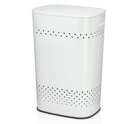 kela Cesto portabiancheria con coperchio, cesto portabiancheria con buona circolazione dell'aria, 39,5 x 29,5 x 57,5 cm, Malaga, cestino in metallo bianco