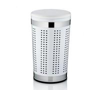 Kela 21817, Cesto per Biancheria con Cuscino, 60,5 cm di Altezza, Metallo, Sevilla, Bianco, White, One Size