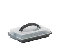 Kela Party-Butler DELI per torte in latta fino a 33,5 cm x 24 cm, grigio grafite, resistente a temperature da -40 °C a 100 °C, due maniglie, plastica PP, grigio opale, 45 x 30 x 9 cm