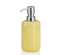 kela Dispenser di sapone da 350 ml AVA, dispenser di sapone giallo, in ceramica, con pompa, dispenser per detersivo ricaricabile, lucido