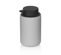 kela Dispenser di sapone Sana, 300 ml, Ø 9 cm, ceramica, grigio chiaro, superficie gommata, con testa pompa nera, 23955