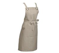 kela Grembiule da cucina con tasca frontale 85 x 70 cm PURO, misto semi-lino lavabile, grembiule da cucina donna uomo, sistema di allacciatura, cintura lunga, beige lino
