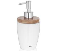 Kela Natura 18596 Dosatore per Sapone in Ceramica e Legno di bambù Colore: Bianco