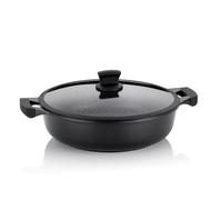 Kela 12226, Padella con Coperchio di Vetro, Rivestimento Antiaderente, Alluminio, Adatta a Piani a induzione, 5 Litri, 32 cm di Diametro, Stella Nova, Aluminum, Nero