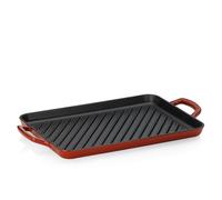 kela piastra grill a induzione 35 x 25 cm CALIDO, piastra grill in ghisa smaltata per il fornello, resistente al calore fino a 300°C, rosso