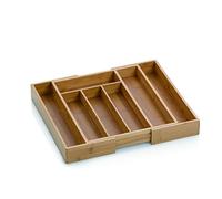 kela portaposate in bambù per cassetti 28,5 - 39 x 34 x 5 cm, estensibile, inserto per cassetti con 5 o 7 scomparti, KALMA, organizzatore per cassetti cucina