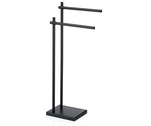 kela portasciugamanida terra 79 cm, regolabile in altezza, portasciugamani con 2 barre, DEVIN, metallo verniciato a polvere, portasciugamani nero opaco