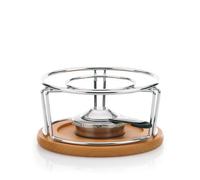 Kela Rechaud Natura 21,5x11,5cm 3 Pezzi in Acciaio Inox/faggio, Inossidabile, Argento/Marrone, 21.5 x 21.5 x 11.5 cm