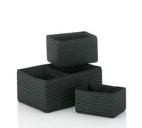 Kela Rimossa 21780 - Set da 5 cesti portaoggetti in PP, Rivestimento Interno in Tessuto, Colore: Nero