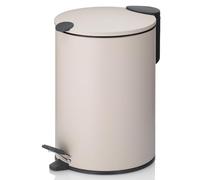 kela Secchio per cosmetici 3 l beige opaco, coperchio con chiusura silenziosa, pattumiera a pedale per bagno MATS, pattumiera da bagno con secchio interno e manici per il trasporto