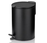 kela Secchio per cosmetici nero opaco 3 l, coperchio con chiusura silenziosa, pattumiera a pedale per bagno MATS, pattumiera da bagno con secchio interno e manici per il trasporto