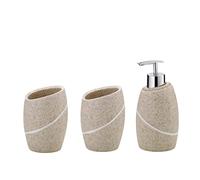kela Set da bagno 3 pezzi TALUS, effetto pietra naturale, bicchiere, portaspazzolino, dispenser sapone 300 ml, accessori da bagno beige