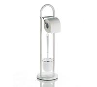 Kela 20975 - Set per Toilette Linda, con Porta Rotolo di Carta igienica, Altezza: 65 cm, Colore: Bianco