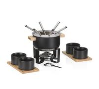 kela Set per fonduta di carne16 pezzi, fonduta in acciaio inox per 6 persone GUNTEN, set per fonduta con supporto per pasta combustibile, forchette, portaforchette,
