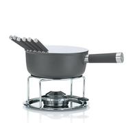 kela Set per fonduta di Formaggio 10 Pezzi, fonduta in Alluminio pressofuso per 6 Persone LANCY, Rivestimento in Ceramica, con Supporto per bruciatore, forchette per fonduta, portaforchette