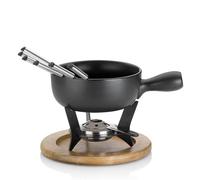 kela Set per fonduta di formaggio10 Pezzi, fonduta in Ceramica per 6 Persone Country, Set per fonduta di Formaggio con Porta pastiglie combustibili, forchette, Porta forchette