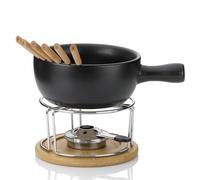 Kela Set fonduta di Formaggio Natura 39x25,5cm 10 Pezzi, Acciaio Inossidabile, Marrone/Nero/Argento, 21.5 x 21.5 x 20.5 cm