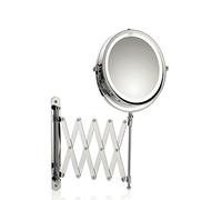 kela Specchio da parete Valeria, Ø 17,5 cm, metallo, argento lucido, allungabile, ingrandimento 1/5x, illuminazione a LED, 20643