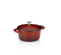 Kela 11940, Casseruola con Coperchio, Ghisa Smaltata, Elevata conservazione del Calore, Adatta a Piani a induzione, Rotonda, Calido, Cast Iron, Rosso (2,5 L), 21 cm