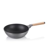 kela wok in alluminio fuso 30 cm VITANA, padella wok a induzione da 5L in materiale riciclato, manico in legno di faggio, resistente al calore fino a 180°C