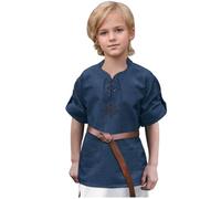 keland Camicia medievale per bambini camicia rinascimentale ragazzo camicia medievale scozzese giacobino, Z blu, 10 Anni