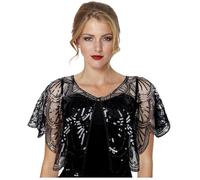 keland Donna Elegante Stola Coprispalle Scialle Bolero Mantella Sciarpa Poncho Copri Spalle Pashmina Foulard Cerimonia (G-Nero)