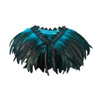 keland Donna Scialle Gotico di Piume Colletto Coprispalle Poncho Stola Mantello Costume Halloween Cosplay (Blu)