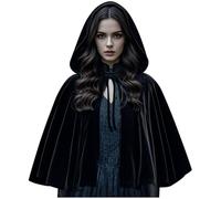 keland Mantello Medievale con Cappuccio Mantello Vampiro Strega per Donna (Nero-1)