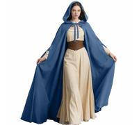 keland Mantello rinascimentale con cappuccio da donna medievale con cappuccio con maniche per Halloween (blu)